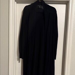 Joan Vass Black Ribbed Cardigan